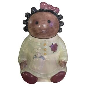 Treasure Craft Cookie Jar Black Rag Doll 14" H x 10" L Vintage USA